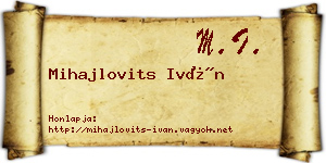 Mihajlovits Iván névjegykártya